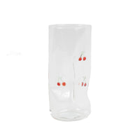 Glass cup with cherry design, clear 400 ml cylinder shape