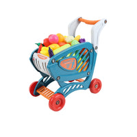 Blue Shopping Cart with Fruits & Vegetable