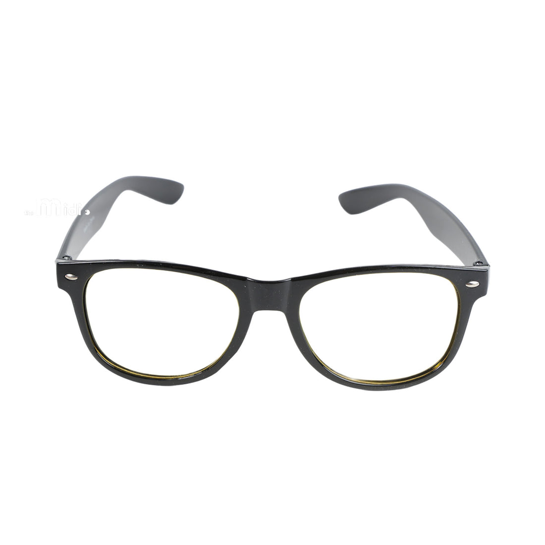 Night-vision sunglasses with black rectangular frames and yellow-tinted lenses