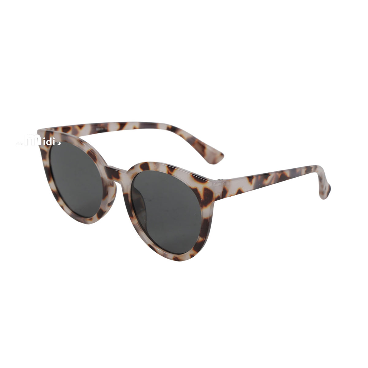 Tortoise round sunglasses with dark lenses