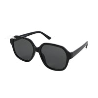 Black oval sunglasses with dark lenses