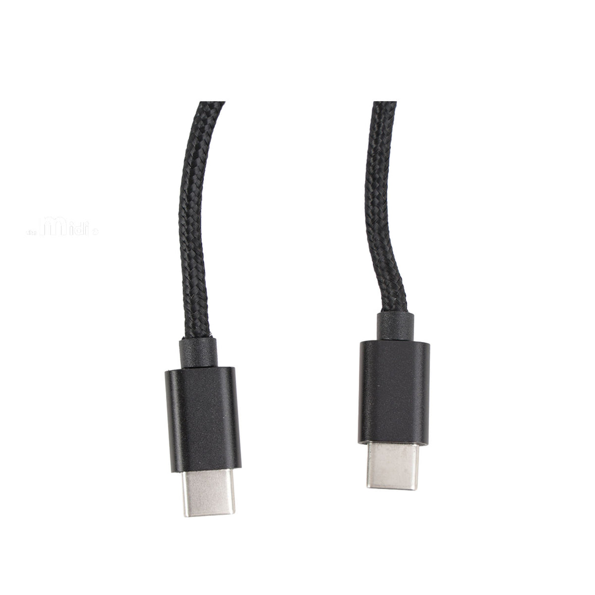 USB-C to USB-C connectors on black USB-C charging cable