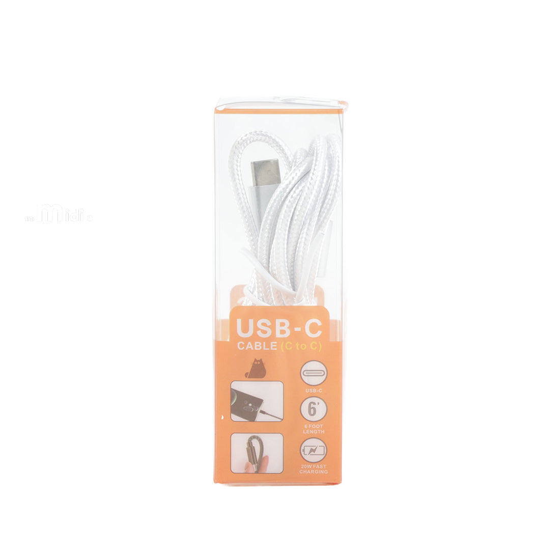 6ft USB-C to USB-C charging cable, white, with Type-C connectors