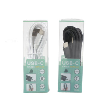 USB-A to USB-C charging cable pack showing white and black, 6 ft