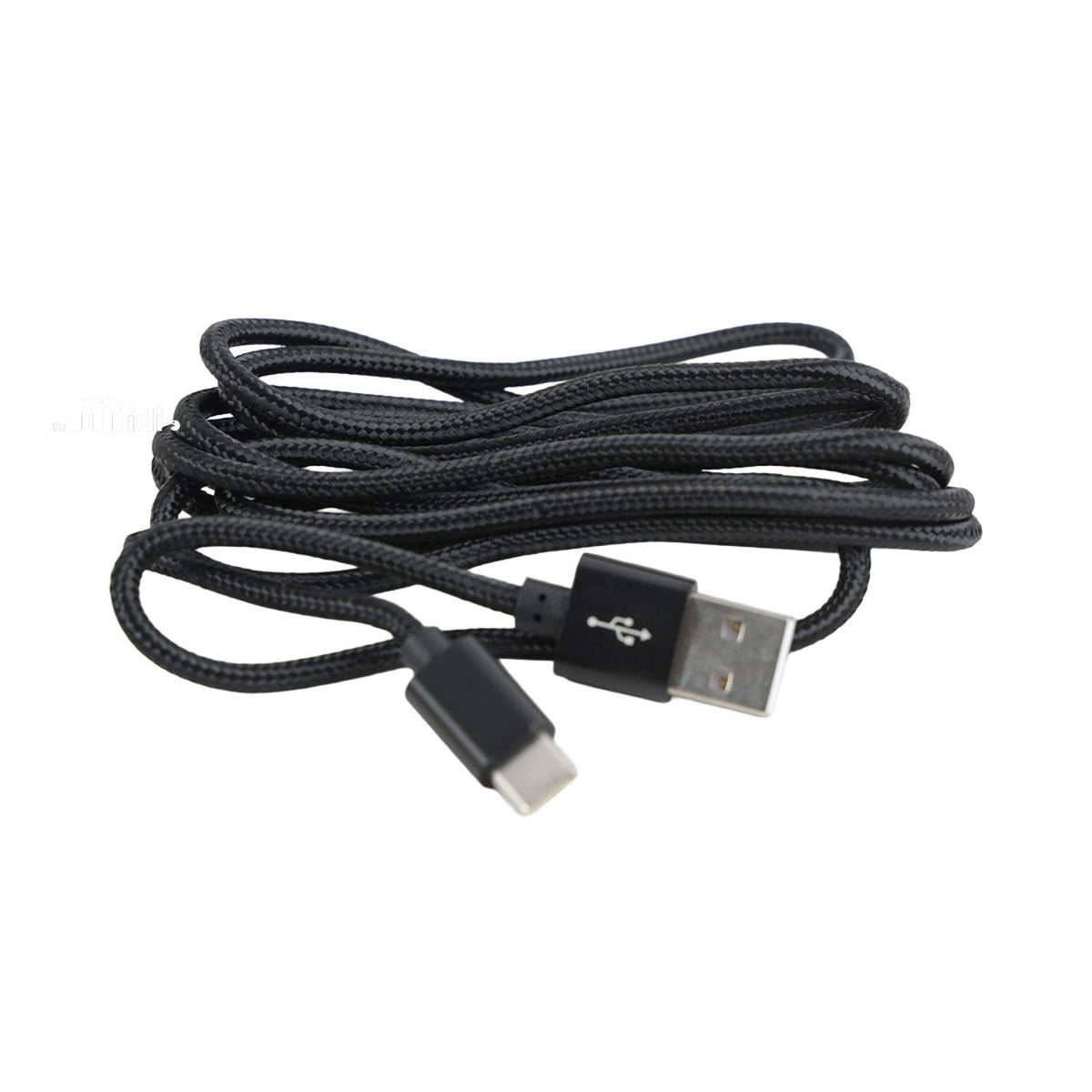 Black USB-A to USB-C charging cable with USB-A and USB-C connectors, 6 ft
