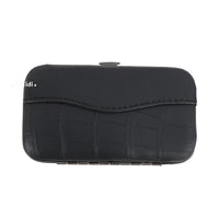 Manicure set case, black faux-leather with snap closure