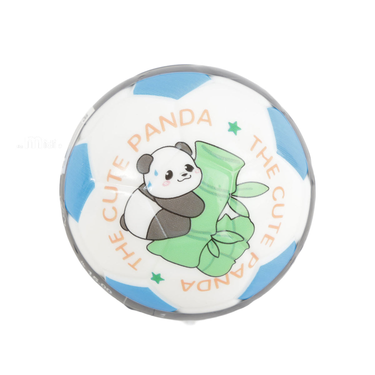 10cm bouncy ball with Panda the Cutie print, light blue and white