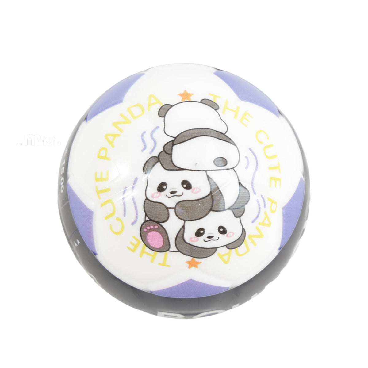 10cm bouncy ball with Panda the Cutie print, purple and white