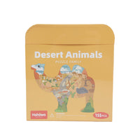 Desert Animals 155-piece puzzle box showing elephant silhouette, Hahowa logo