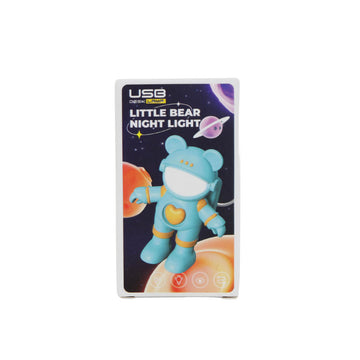 Astronaut bear night light retail box with blue character artwork