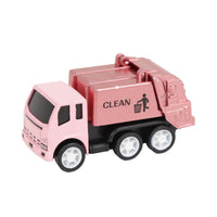 Pink alloy toy car with open dump bed and CLEAN trash icon