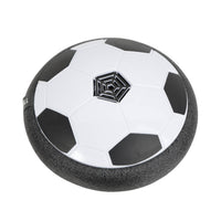 White soccer ball with black panels and central 3-LED light module