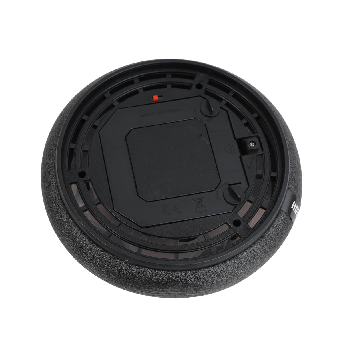 Black foam-backed underside of 3-LED soccer ball, battery cover visible