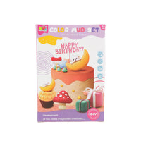Play dough set in box with illustrated birthday cake and cupcake characters