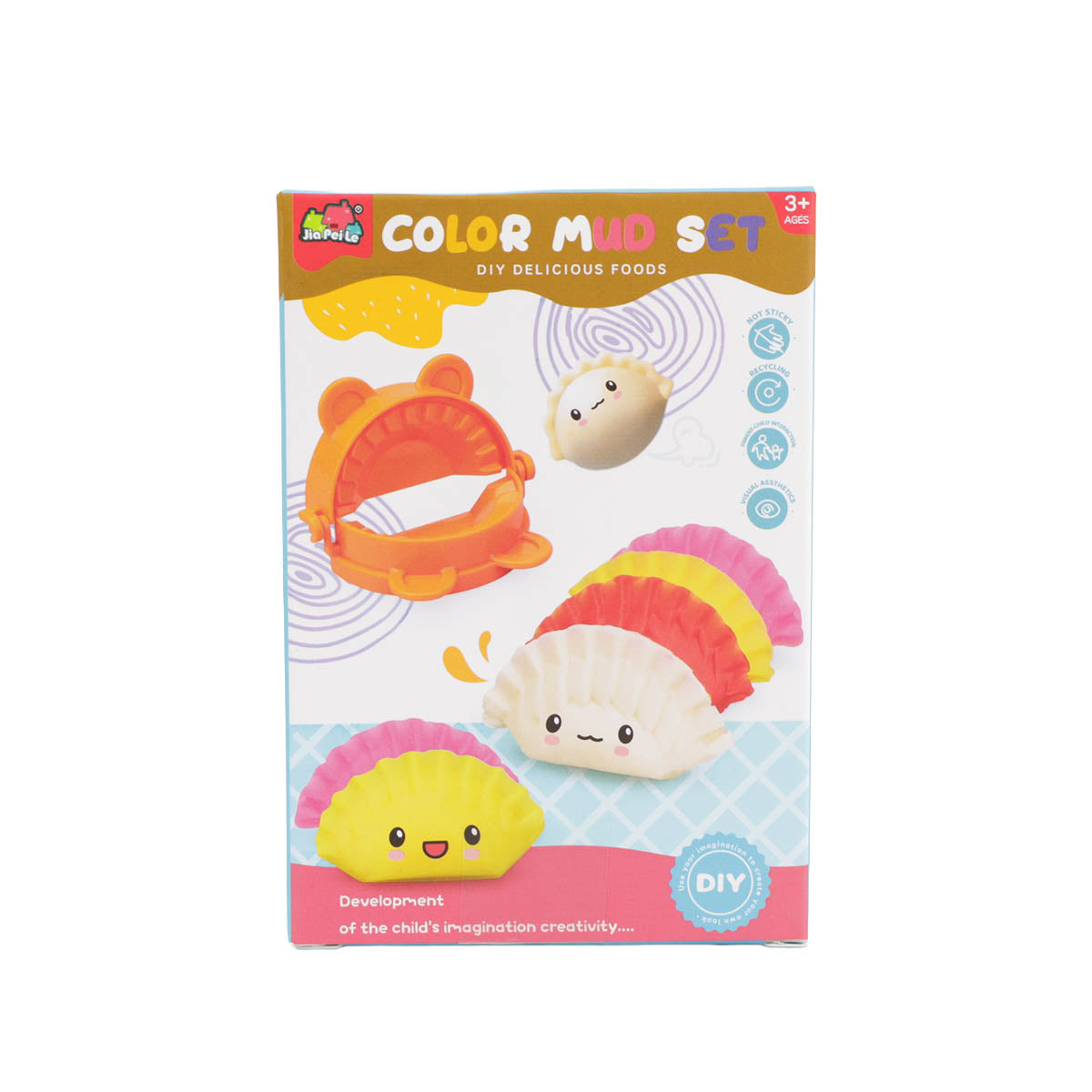 Boxed play dough set with illustrated sandwich and sushi-shaped play pieces