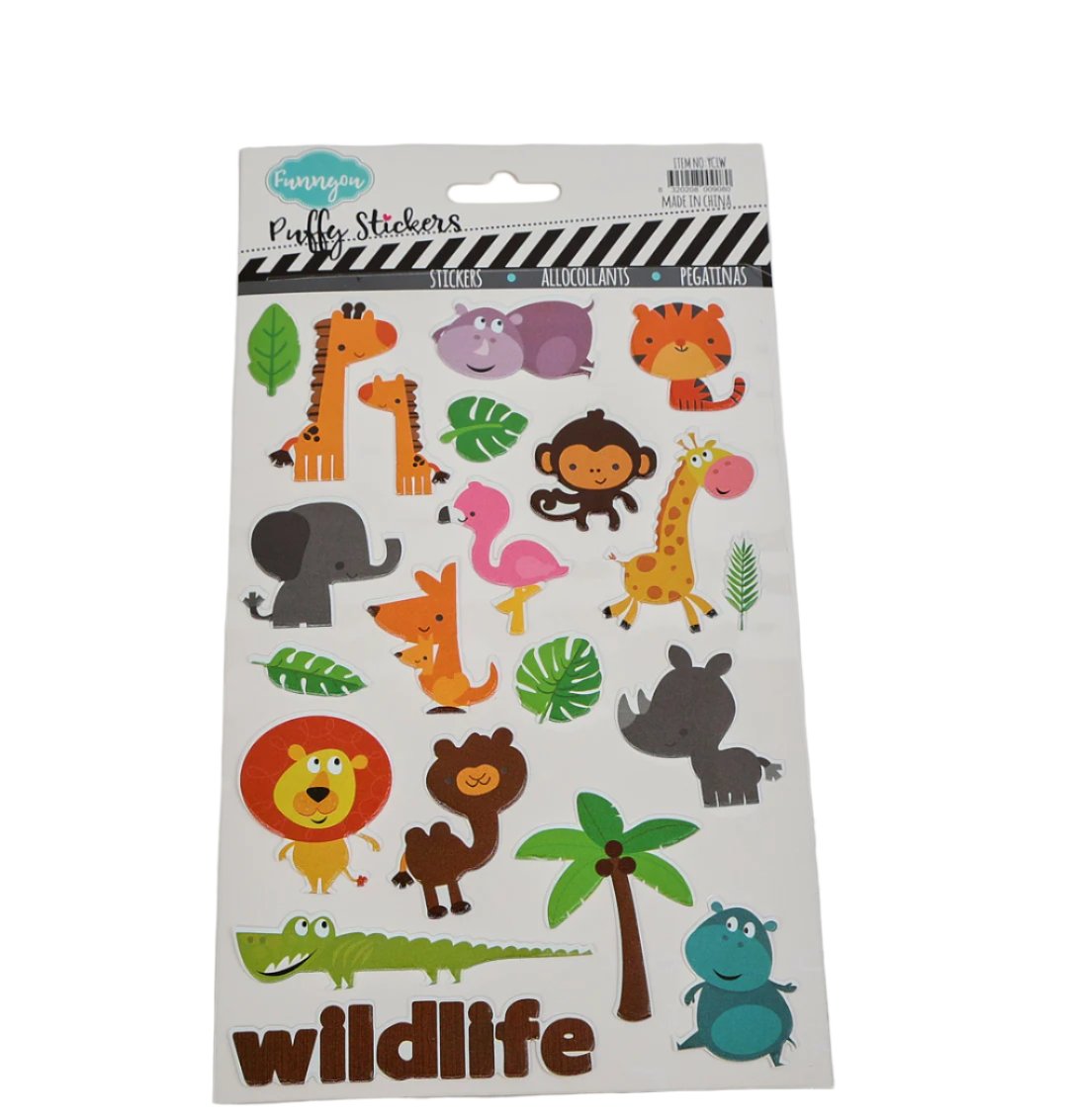 Kids Puffy Sticker Set – School, Vehicles, Food Themes 8