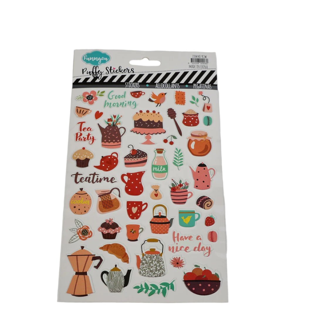 Kids Puffy Sticker Set – School, Vehicles, Food Themes 5