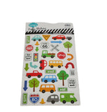 Kids Puffy Sticker Set – School, Vehicles, Food Themes 2