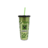 STRAW TUMBLER 685 ML MINECRAFT SQUARED PATTERN