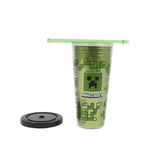 STRAW TUMBLER 685 ML MINECRAFT SQUARED PATTERN
