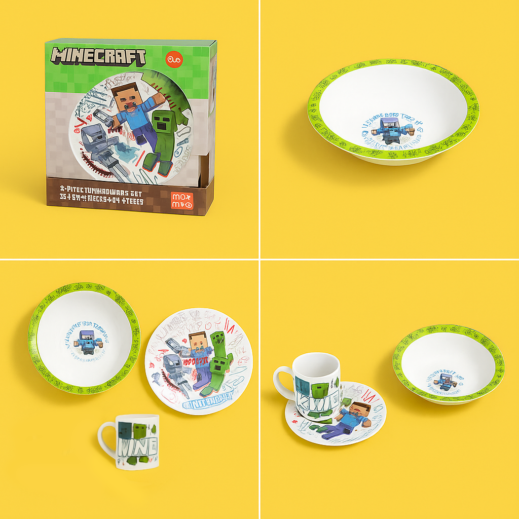 STOR 3 PCS CERAMIC SNACK SET IN GIFT-MINECRAFT