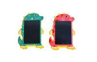 8.5-inch cartoon dinosaur writing boards set, green and pink with screens