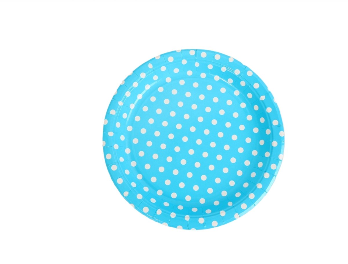 9 - Inch Blue Polka Dot Paper Plates – 6 Pcs - MIDI