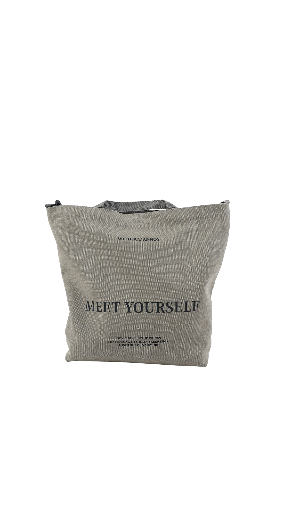 حقيبة كتف نسائية قماش خضراء "Meet Yourself"