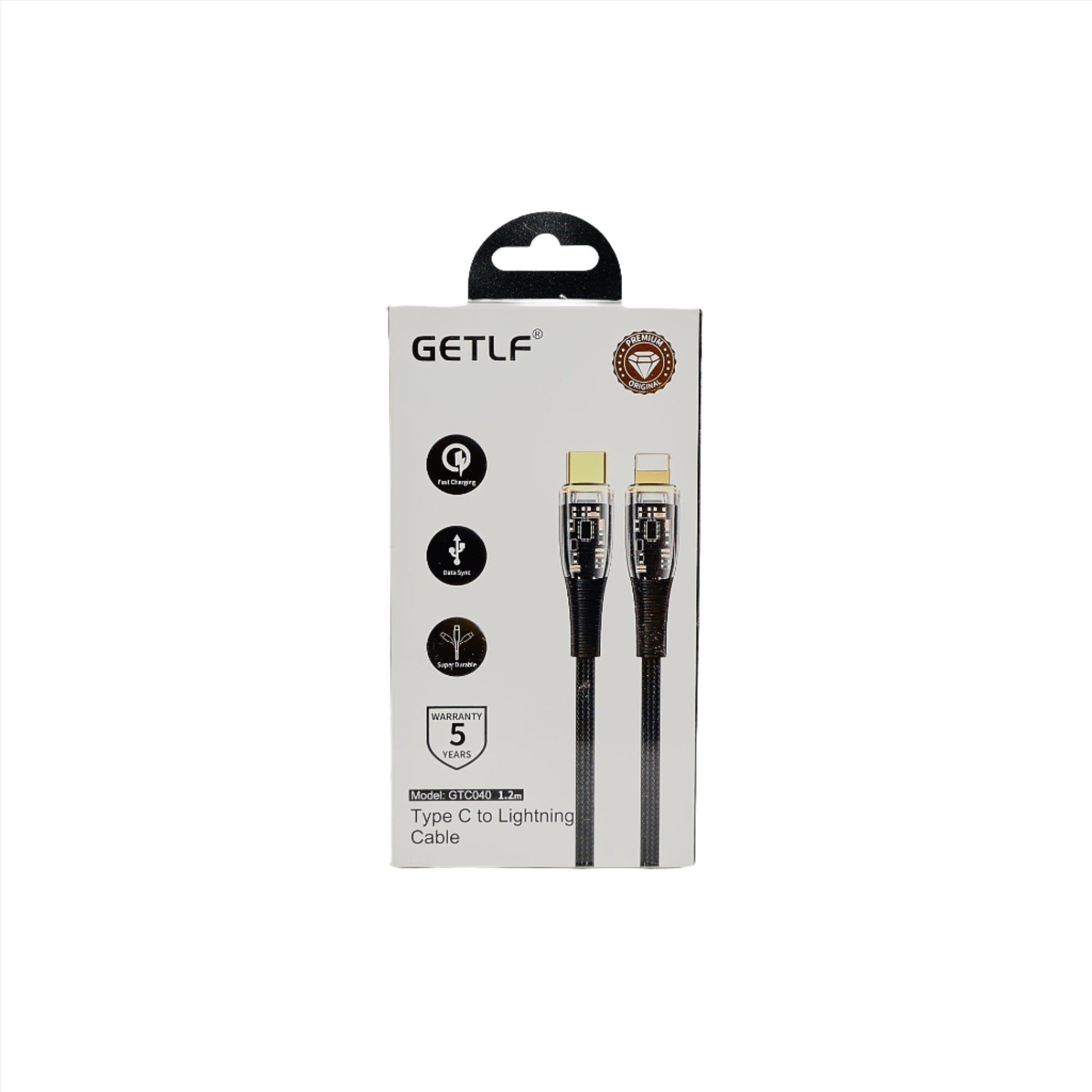 كابل شحن USB C إلى Lightning - أسود GTC040