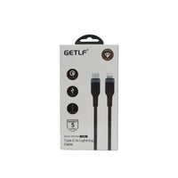 USB Type-C to Lightning data cable, black braided, with Lightning and USB-C ends