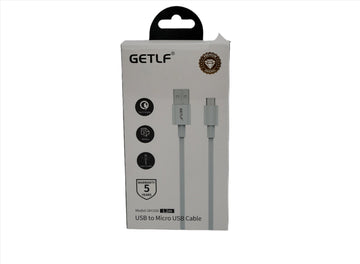 كابل GFC030 جيتلف USB-A إلى مايكرو بطول 1.2 متر - أبيض.