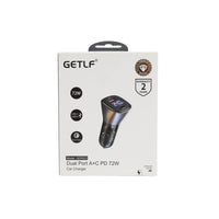 GETLF 72W dual-port car charger retail box, USB-A and USB-C PD