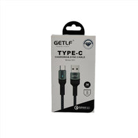كابل USB إلى Type-C مضيء، بطول متر، أسود، 001typec.

