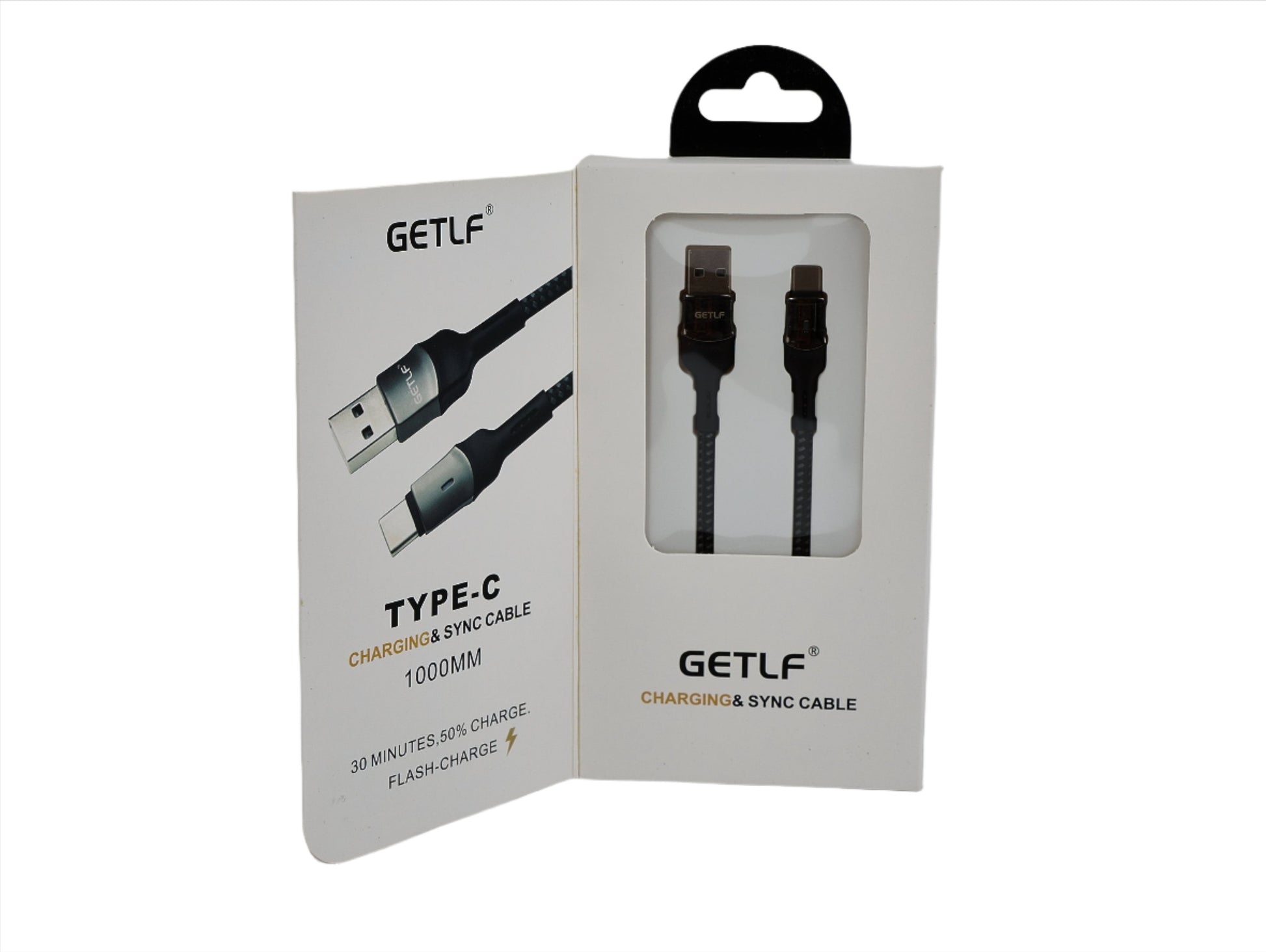 كابل USB إلى Type-C مضيء، بطول متر، أسود، 001typec.
