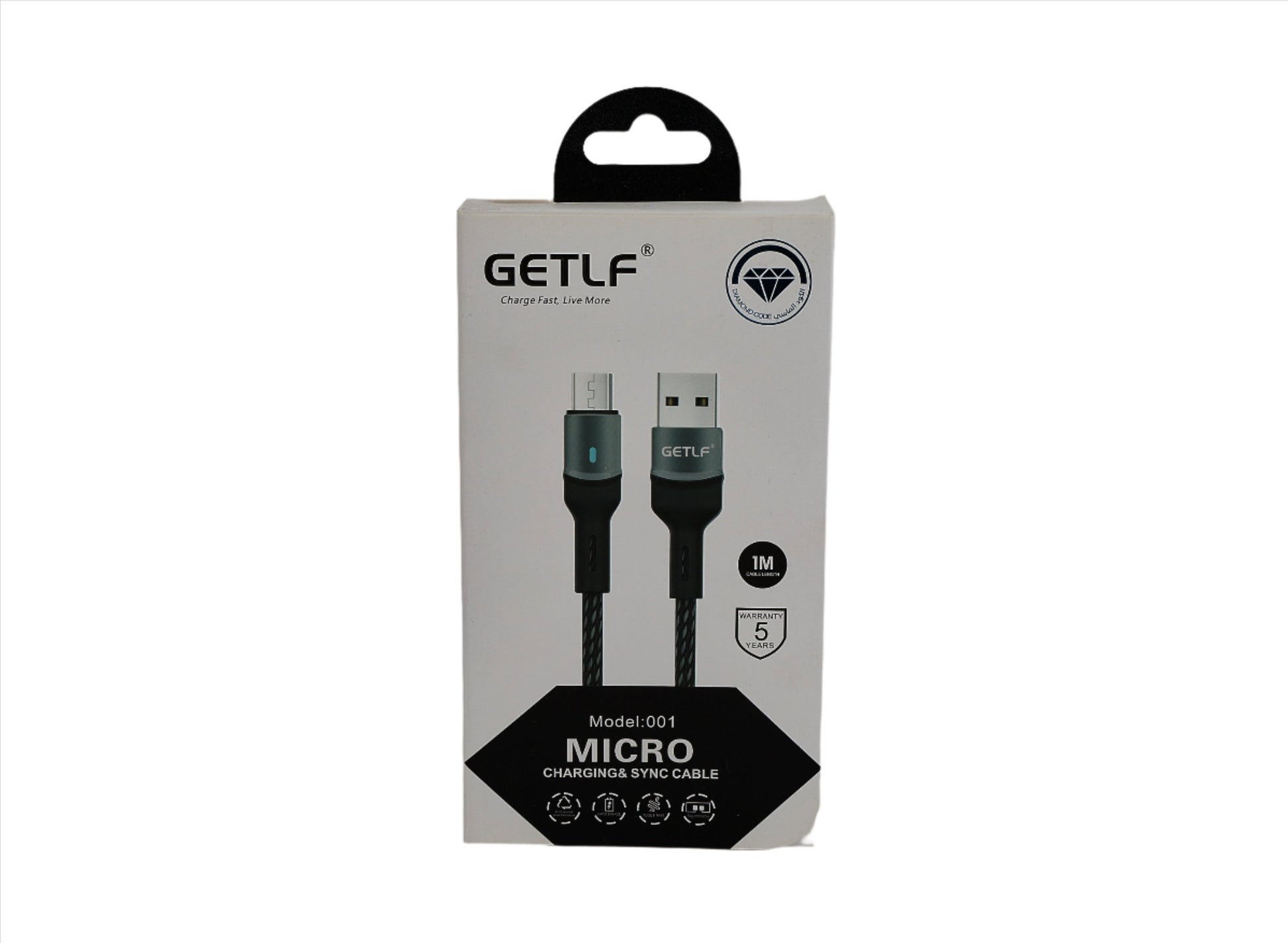 كابل جتلف  USB إلى مايكرو، أسود، موديل 001Micro
