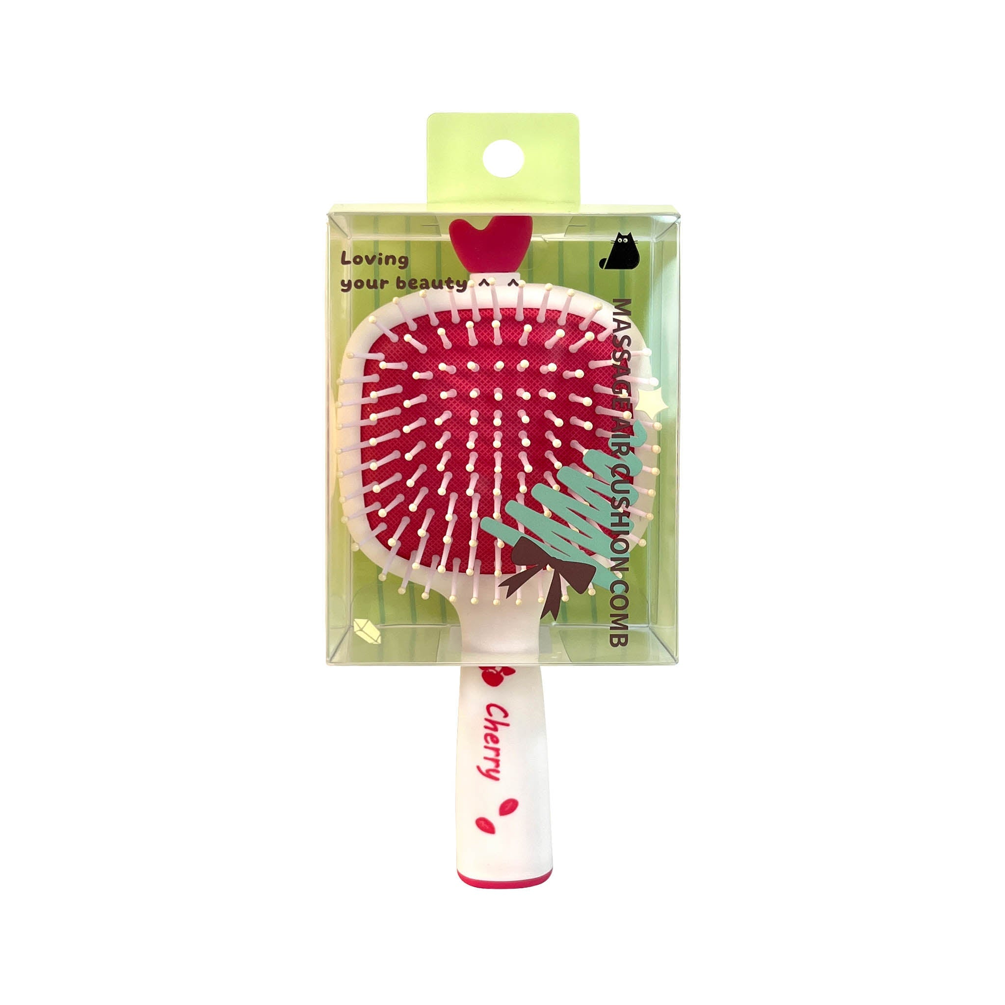 Cherry Design Hair Brush in White and Red (5)