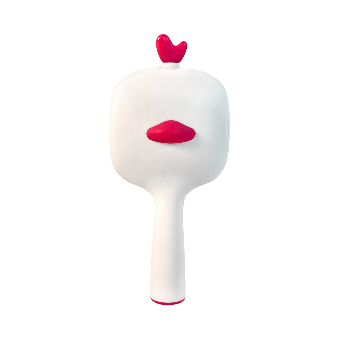Kids hair brush handle with red lips and heart detail