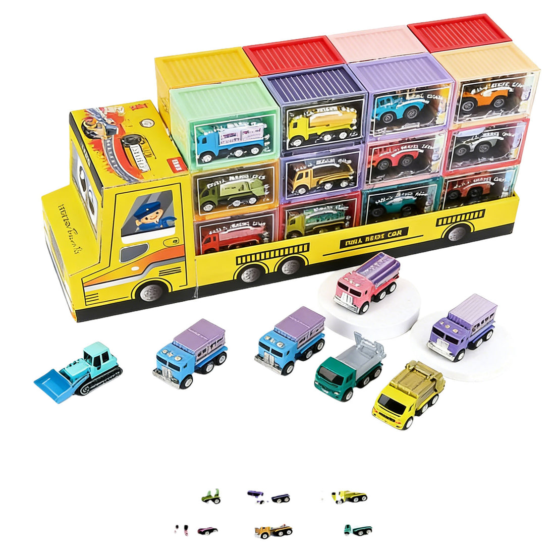 Kids Truck and Car Toy Set with Storage Box 2