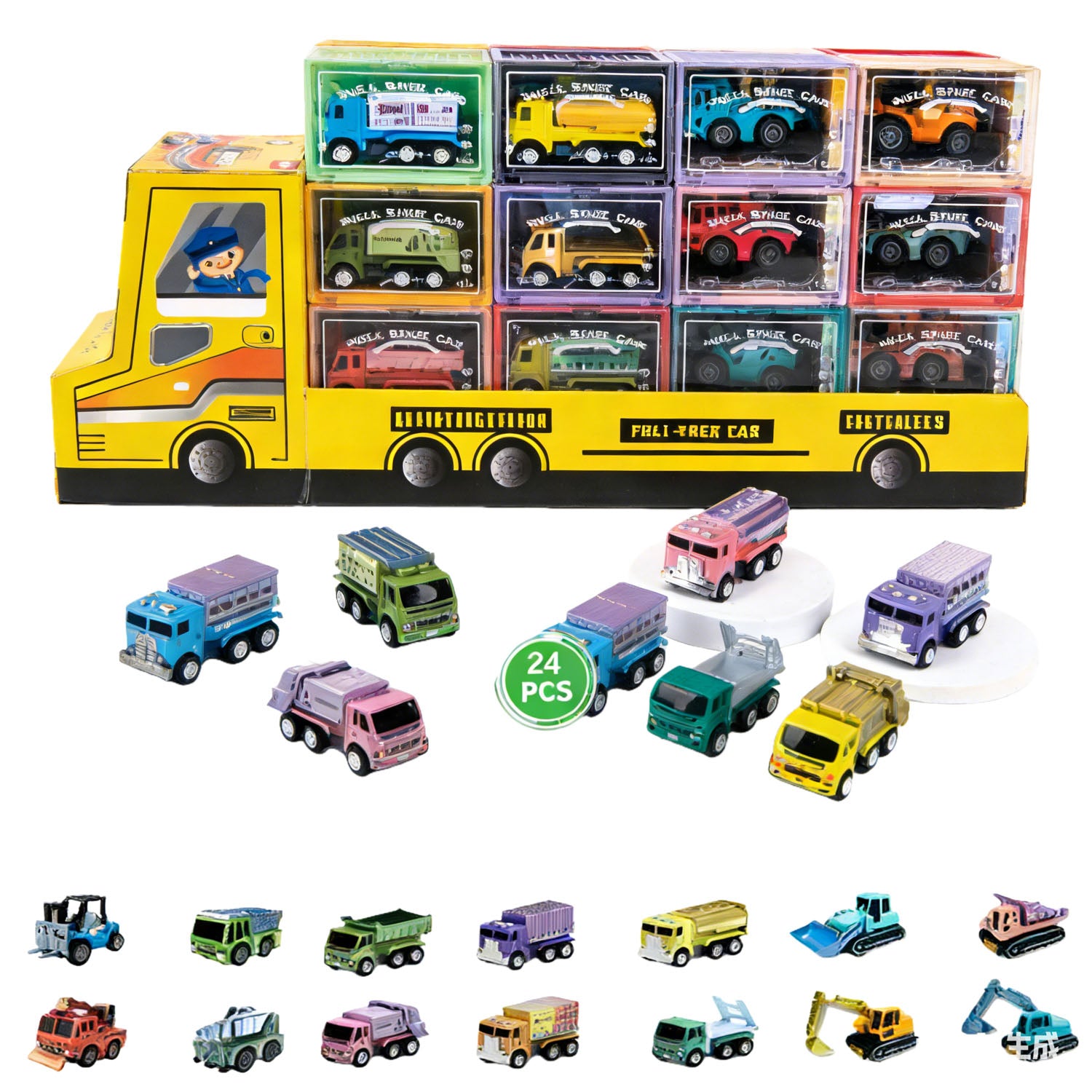 Kids Truck and Car Toy Set with Storage Box 4