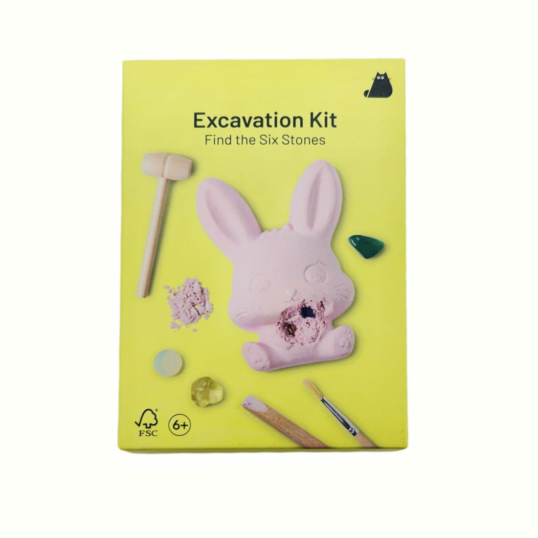 Pink rabbit excavation kit box with bunny fossil figure