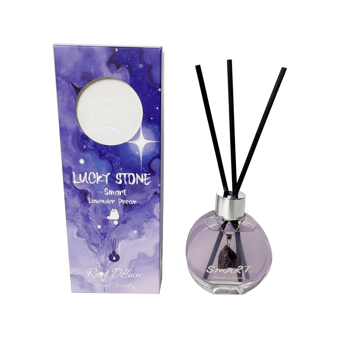 Lavender dream diffuser gift box with purple starry design and round window