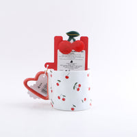 Ceramic Cup with Cherry Print, Hair Clip and Socks 4