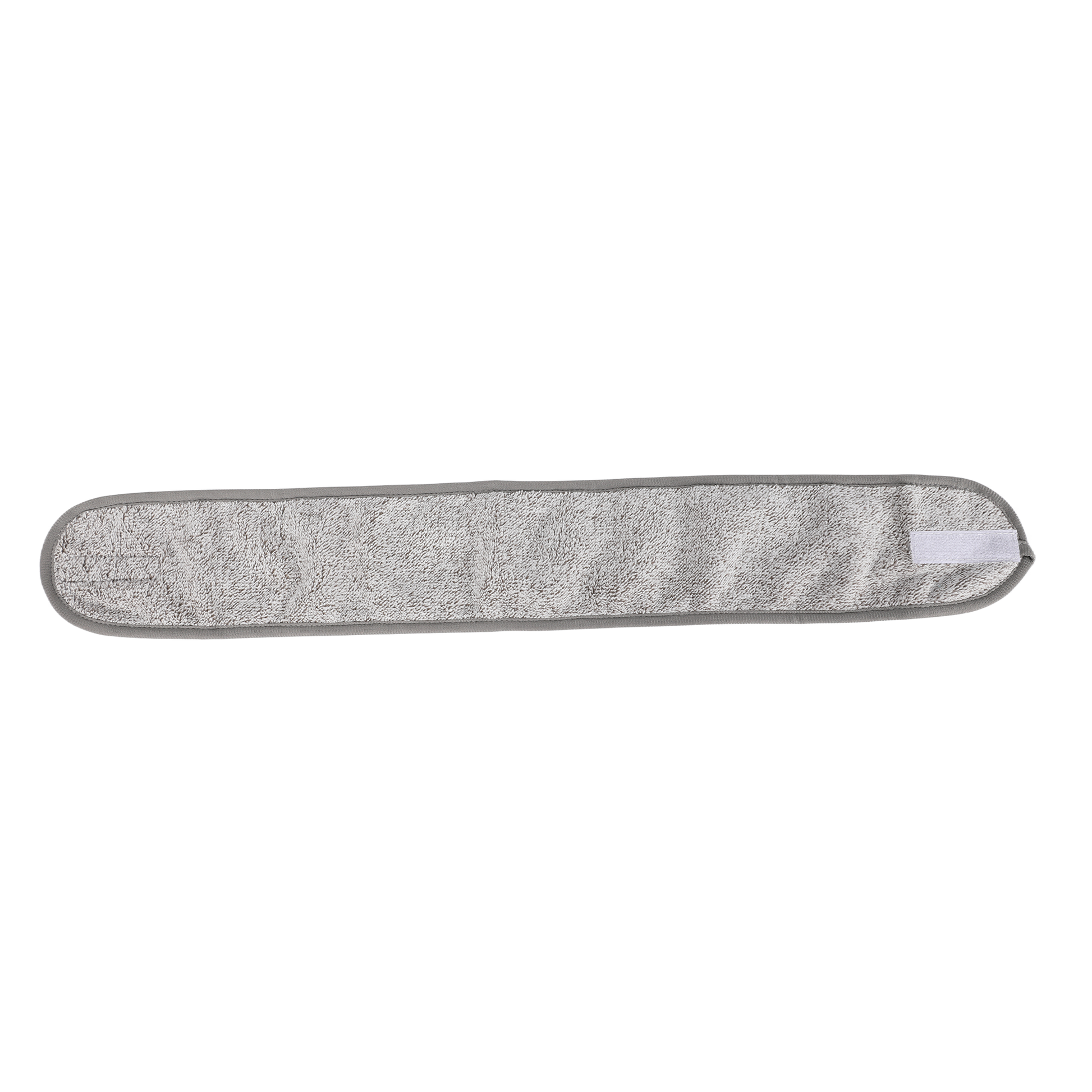 Flat hair band headband with textured light gray terry and gray elastic edge