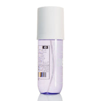 240ml body mist bottle with white cap, translucent light purple, visible label