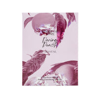 Daring Peach Crystal fragrance gift bag with purple leaf and peach graphics.