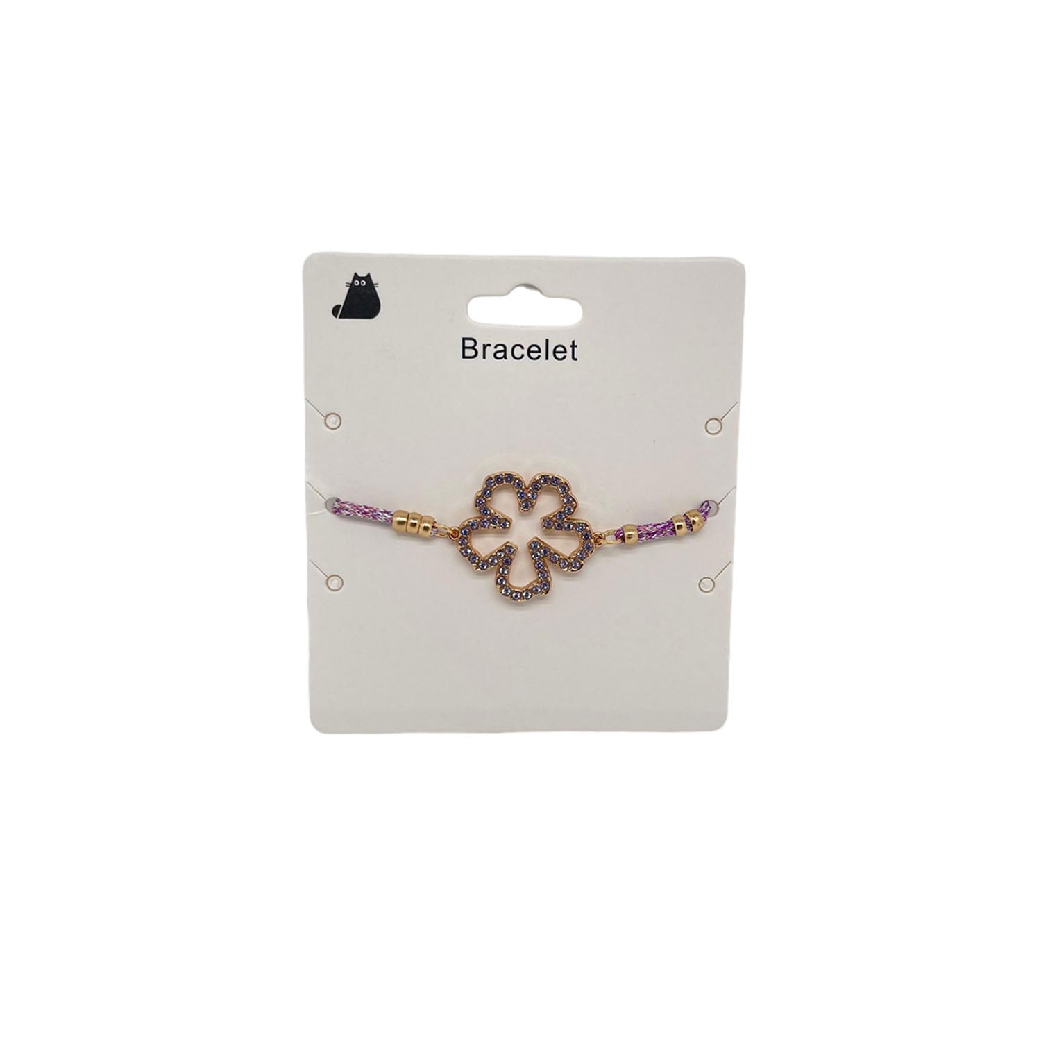 Pink Cord Bracelet with Sparkling Flower Charm