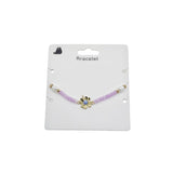 Purple Beaded Bracelet with Four-Leaf Clover Charm