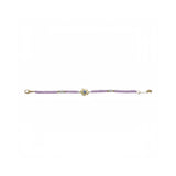 Purple Beaded Bracelet with Four-Leaf Clover Charm