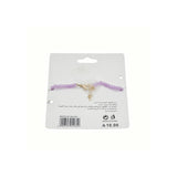Purple Beaded Bracelet with Four-Leaf Clover Charm