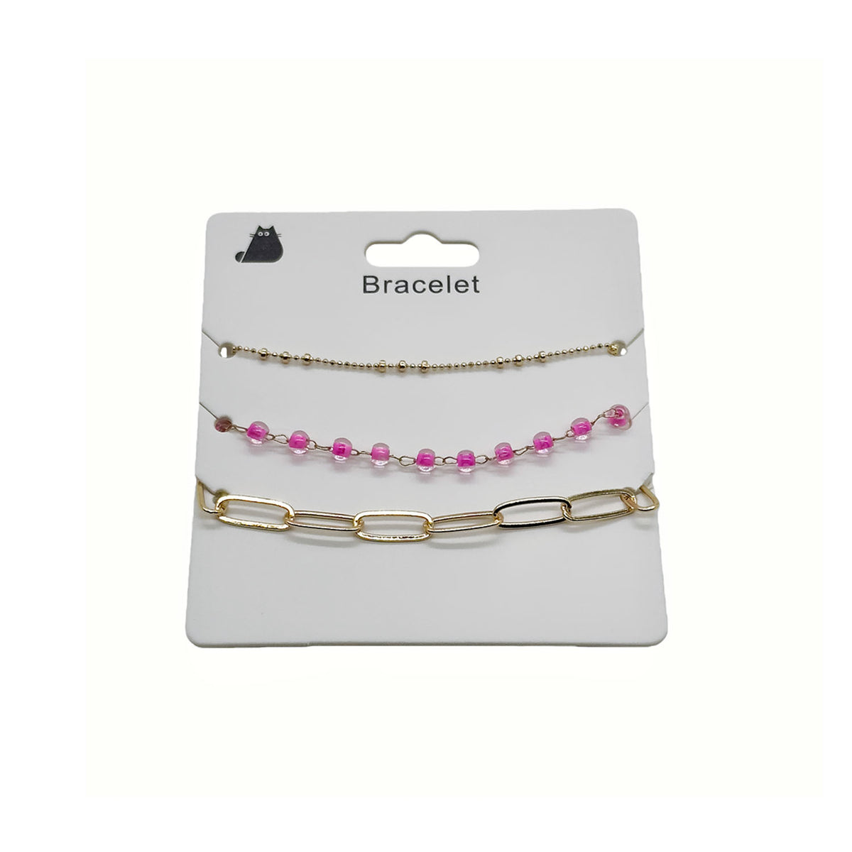 Multi-Layered Gold and Pink Beaded Bracelet Set